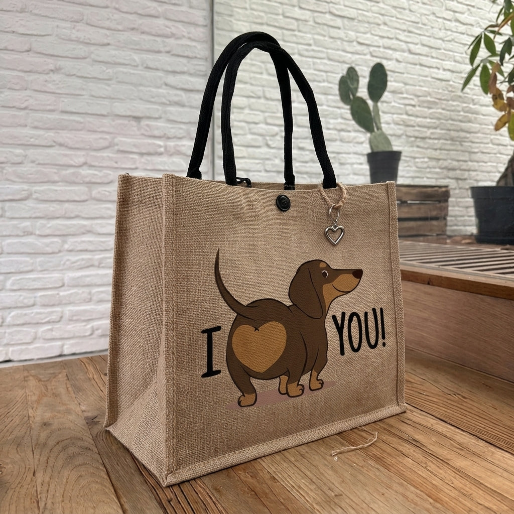 I love you dachshund tote bag