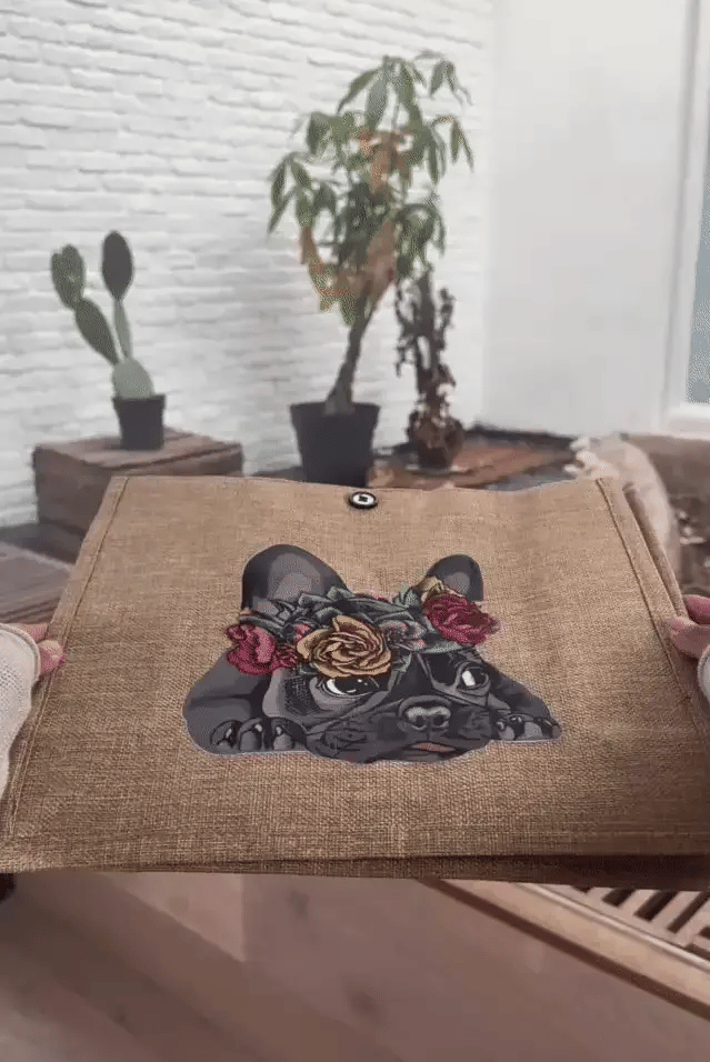 Your favorite dog, now as a tote bag.