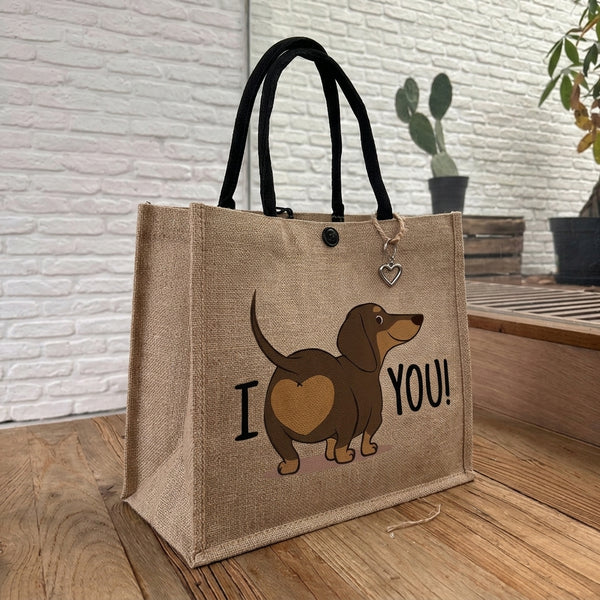 I love you dachshund tote bag